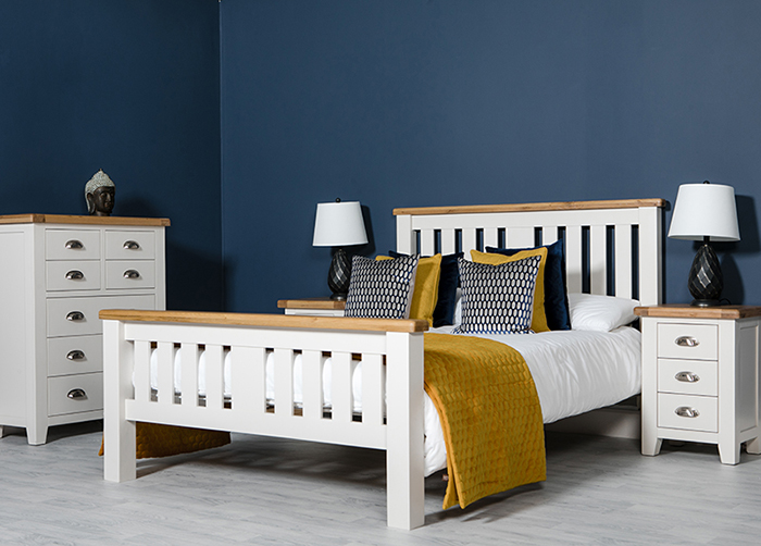 Oxford White Wood King Size Bed